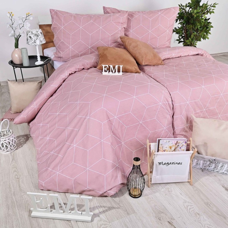 Posteljina od flanela Alya rosa EMI, Standardni krevet za jednu osobu uključuje 1x 140x200 + 1x 70x90