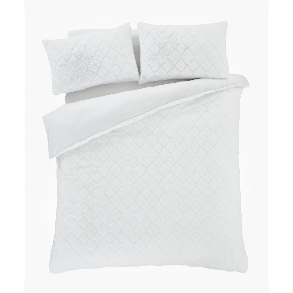 Bijela posteljina za bračni krevet/za produženi krevet od mikropliša 230x220 cm Cosy Diamond – Catherine Lansfield