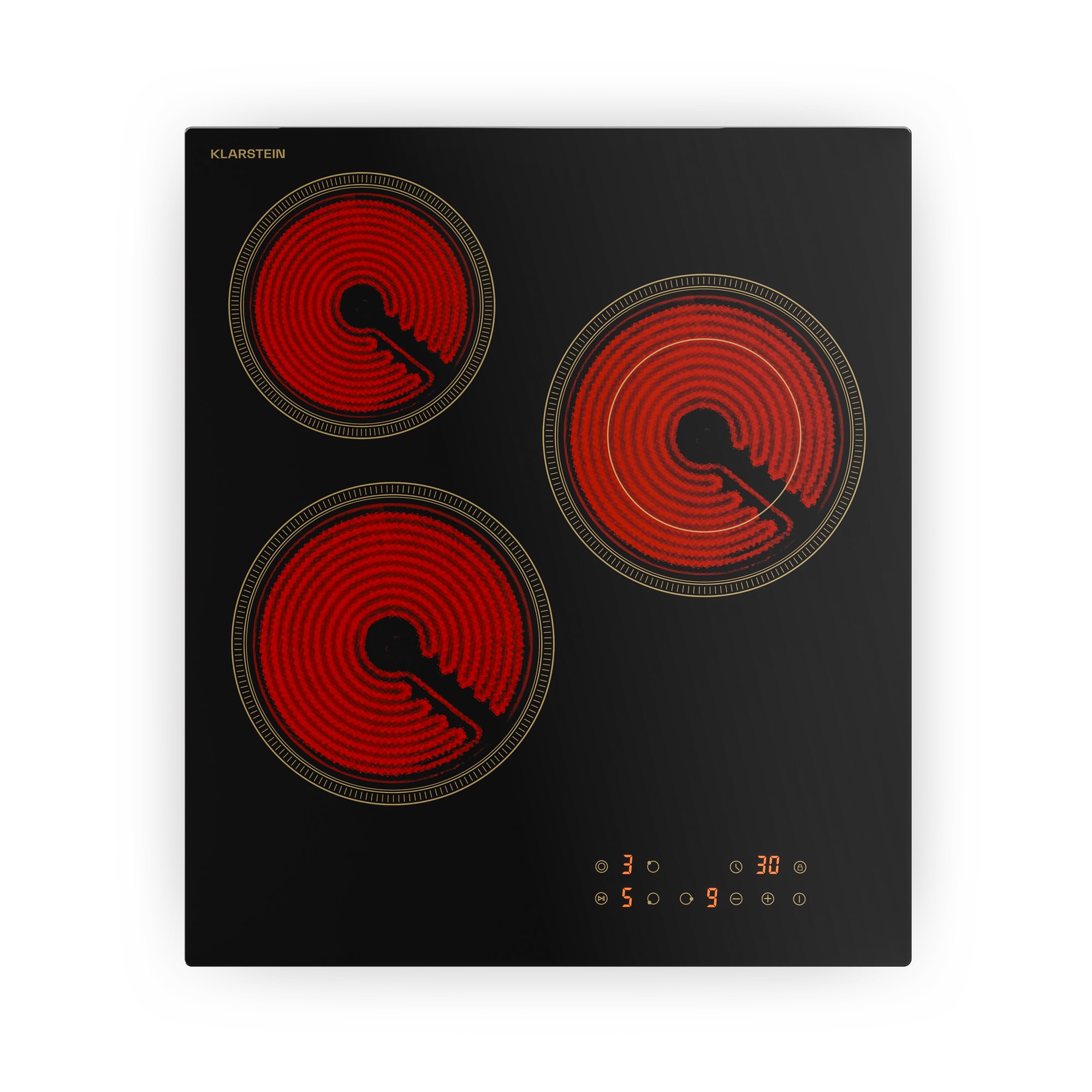 Klarstein Victoria staklokeramička ploča za kuhanje, 3 zone, Elegantna, bezvremenska, 5000 W, 45 cm