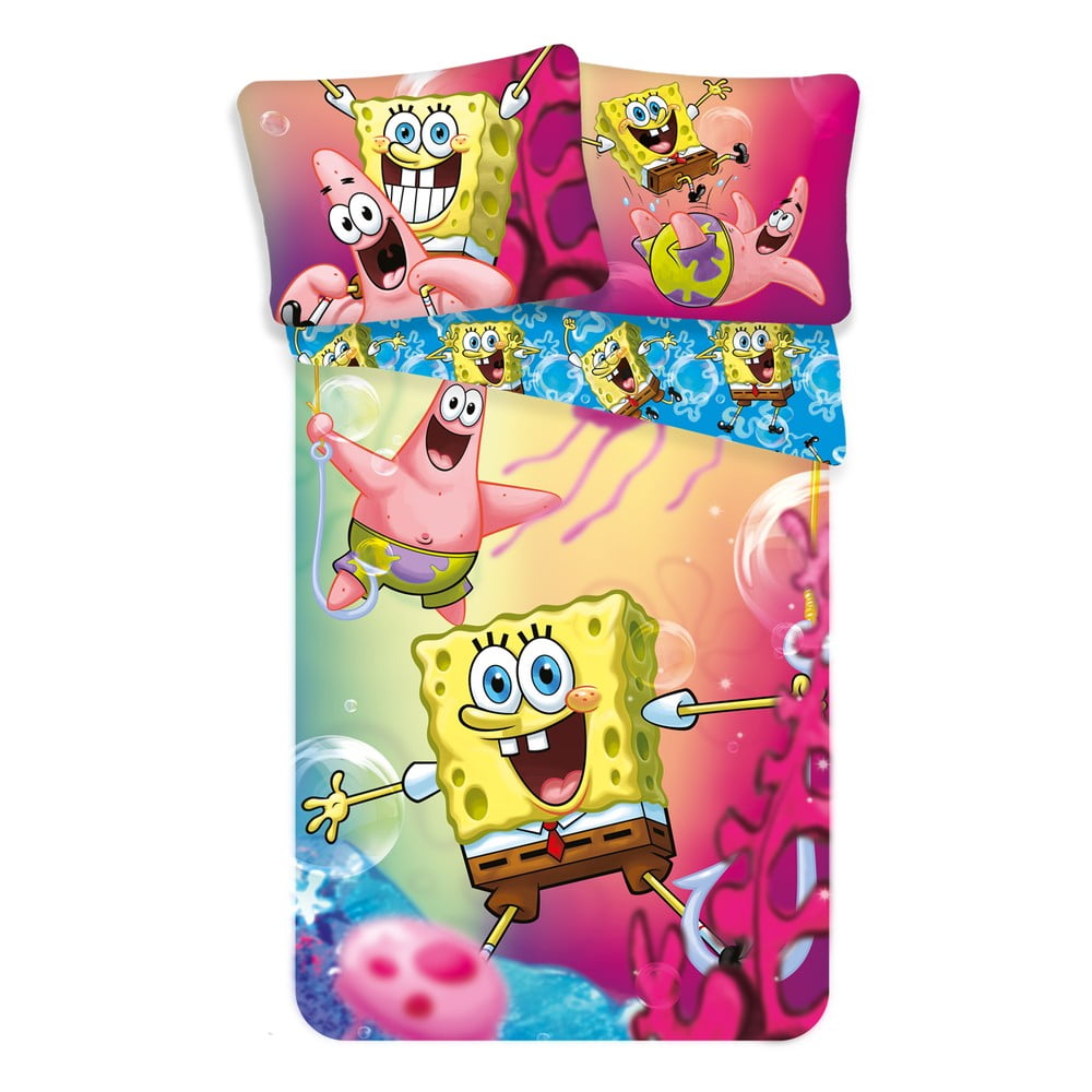 Pamučna dječja posteljina za krevet za jednu osobu 140x200 cm Sponge Bob – Jerry Fabrics
