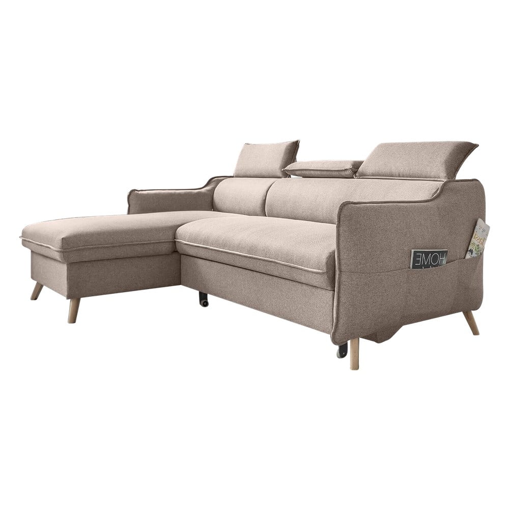 Bež sklopiva kutna garnitura (s lijevim kutom) Sweet Harmony – Miuform