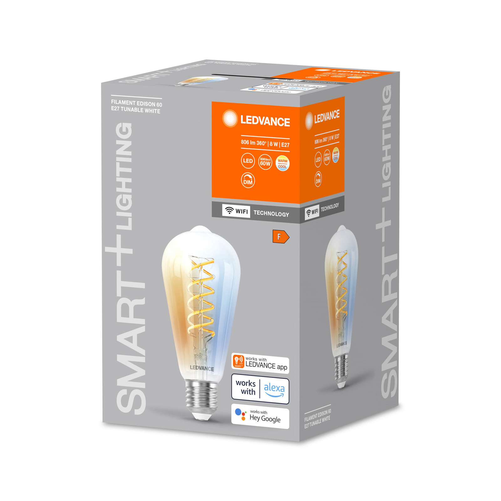 LEDVANCE SMART+ WiFi E27 8W Edison prozirna 827-865