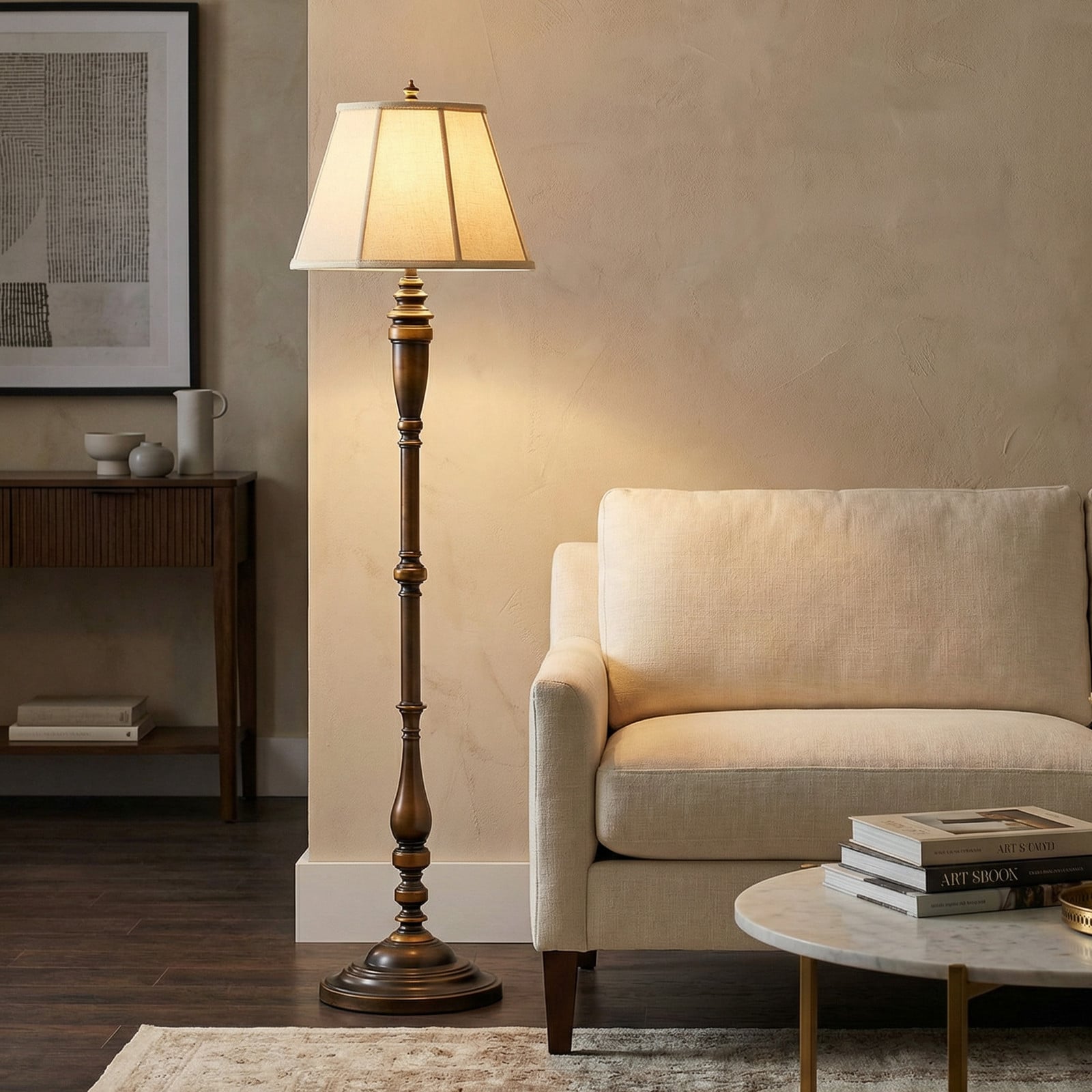 Lincolndale podna lampa s tekstilnim sjenilom