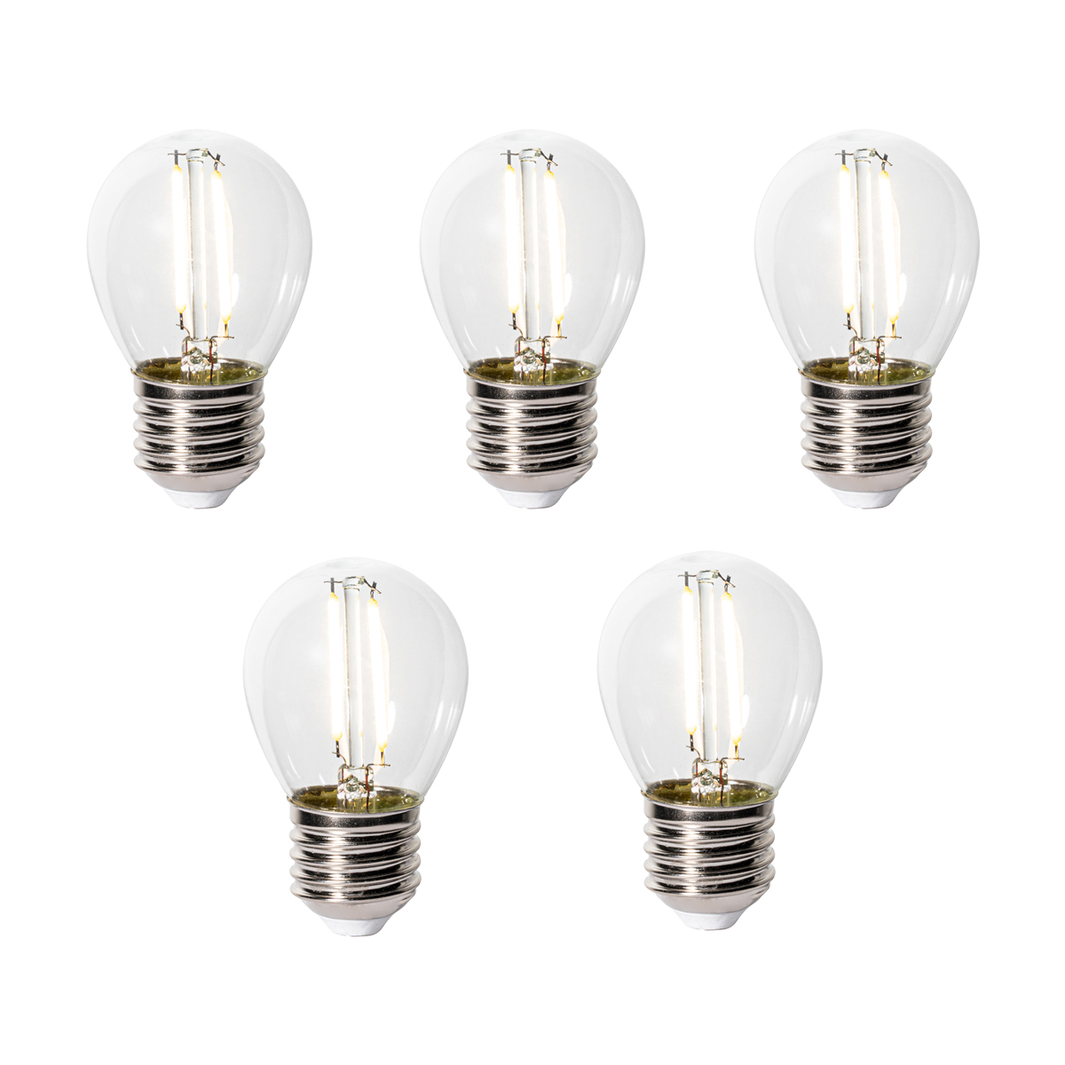 Set od 5 E27 prigušivih LED žarulja P45 prozirno staklo 3W 250 lm 3000K