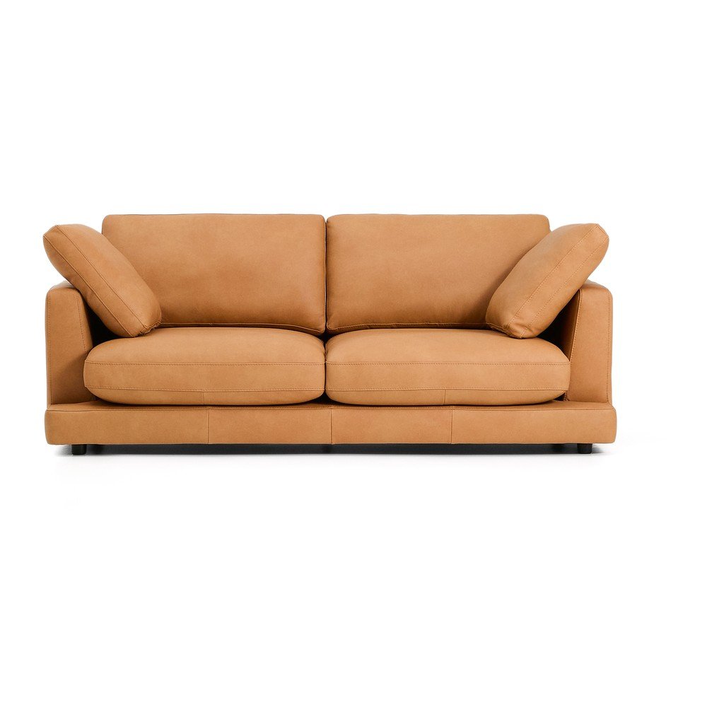 Smeđa kožna sofa 210 cm Gala – Kave Home