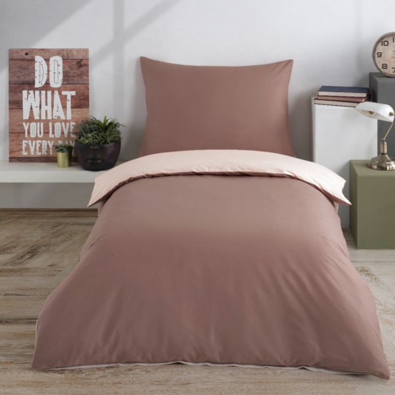 Jednobojna pamučna posteljina Charming smeđe-krem EMI, Standardni krevet za jednu osobu uključuje 1x 140x200 + 1x 70x90