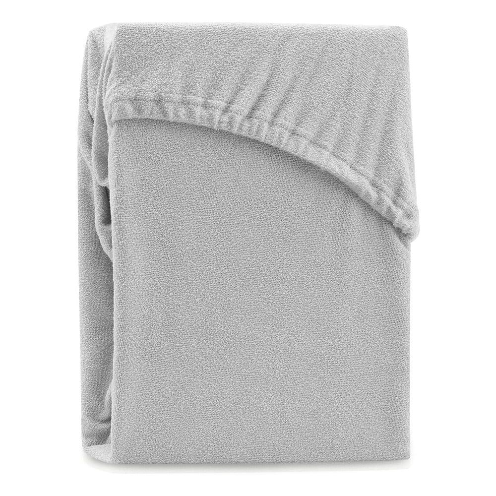 Svijetlo siva plahta s gumom od frotira 140x200 cm Ruby – Restilo