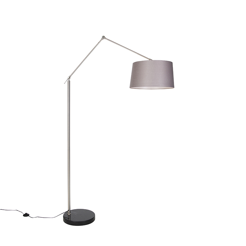 Moderna podna lampa čelik s sjenilom tamno siva 45 cm - Editor