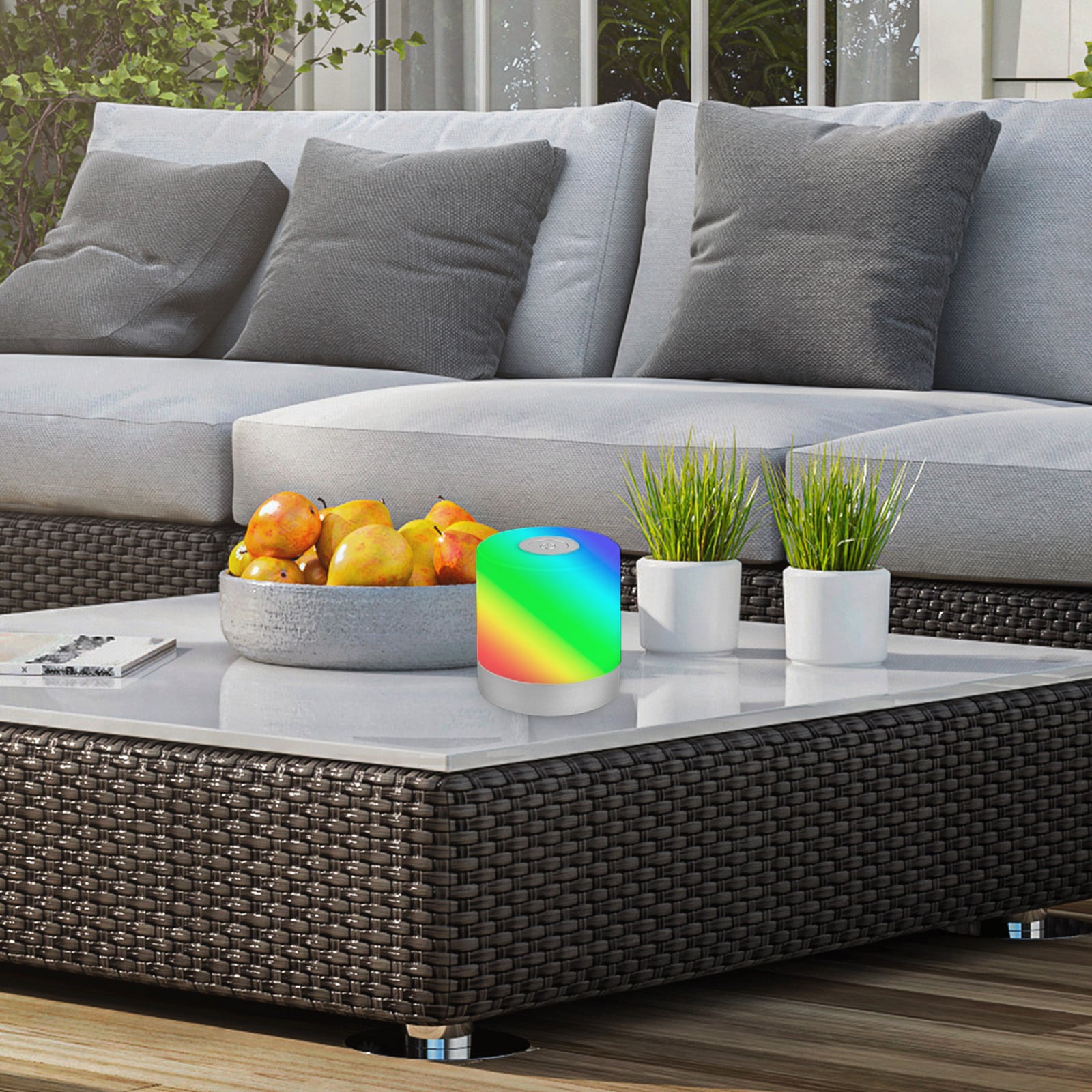 LED baterijska stolna lampa Smal, krom, RGBW, plastika, 7 cm