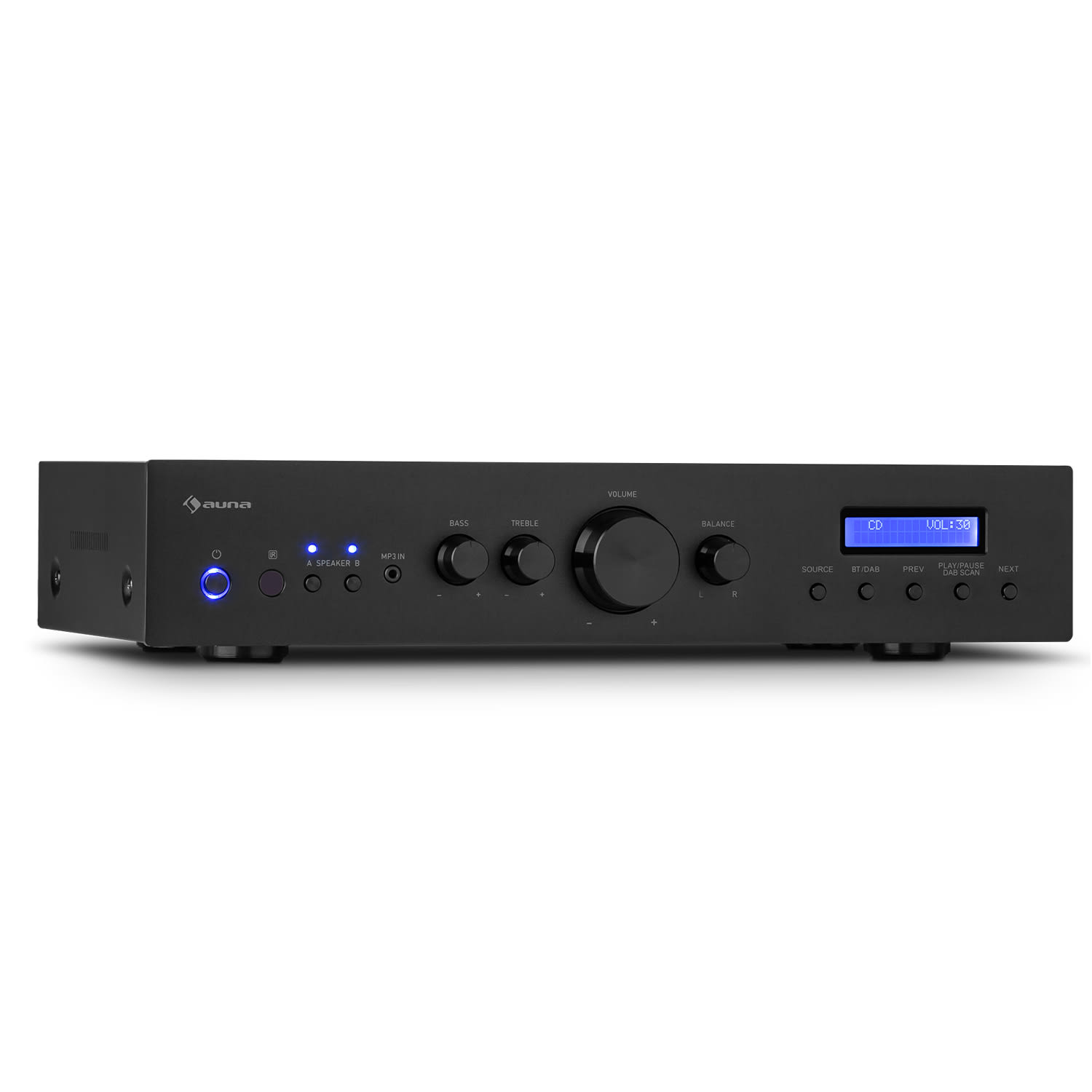 Auna AMP-CD608 DAB, HiFi stereo pojačalo, 4 x 100 W, RMS, DAB + BT, optički ulaz, daljinski upravljač