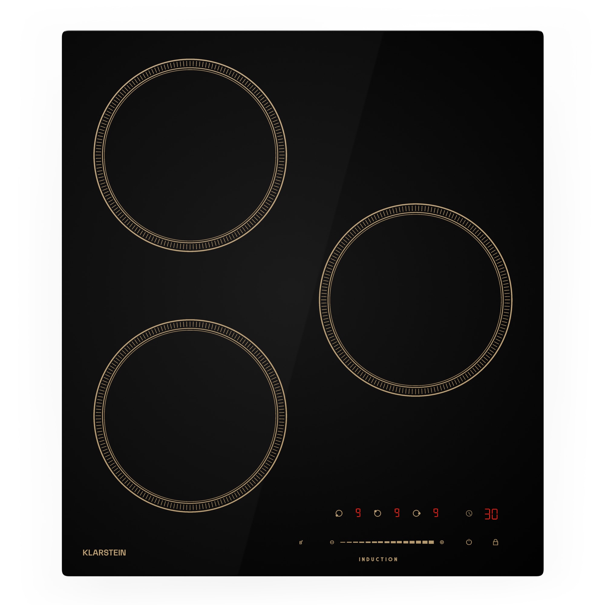 Klarstein Victoria indukcijska ploča, 45 cm, 6 600 W, 3 zone za kuhanje, kontrola klizača, pojačati