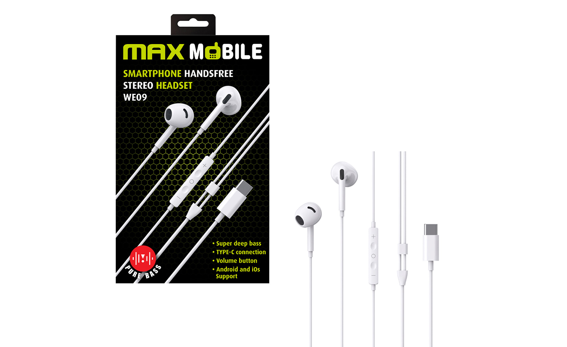 Max Mobile WE09 Type C slušalice , bijele