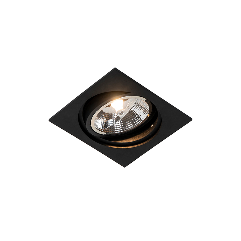 Kvadratni ugradbeni reflektor crni podesiv - Chuck 111