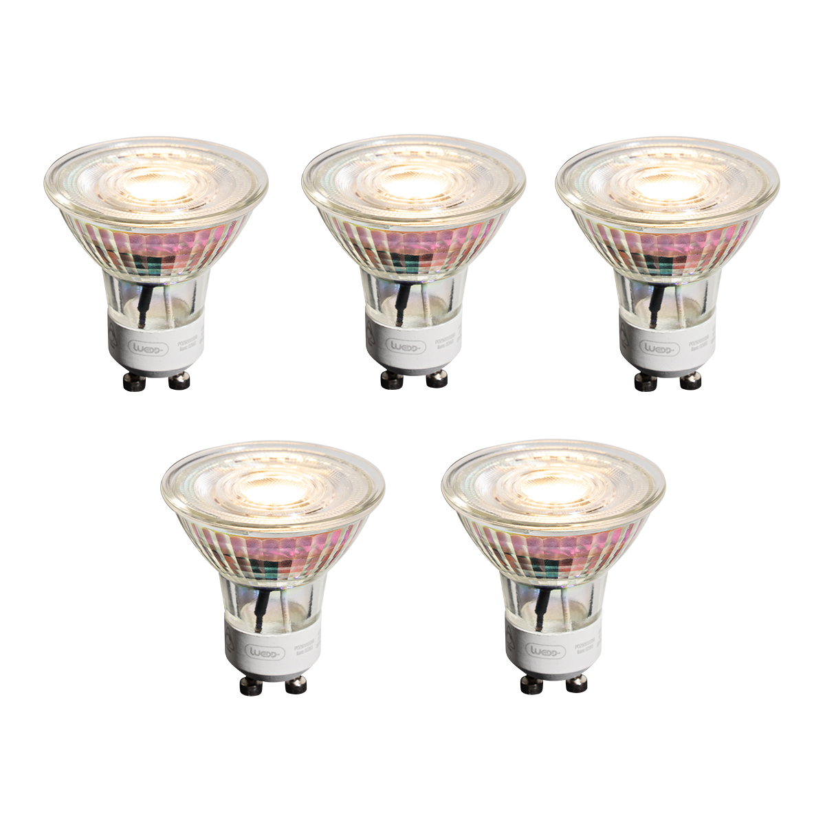 Set od 5 GU10 50mm prigušivih LED žarulja prozirne 4,9W 450 lm 2700K
