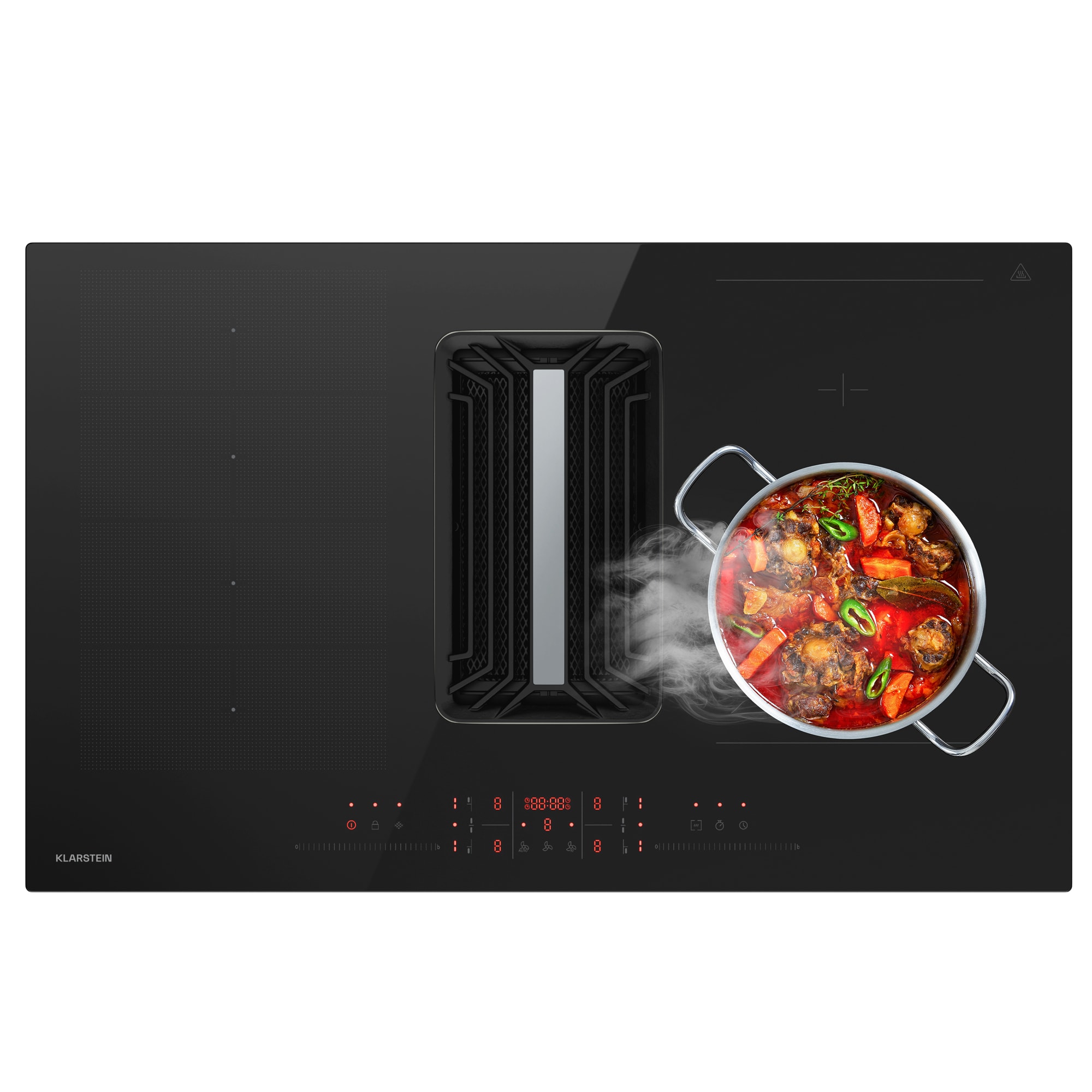 Klarstein AirJet Hybrid Down Air System, Indukcijska ploča za kuhanje s integriranom napom, 600 m3/h, EEZ A+