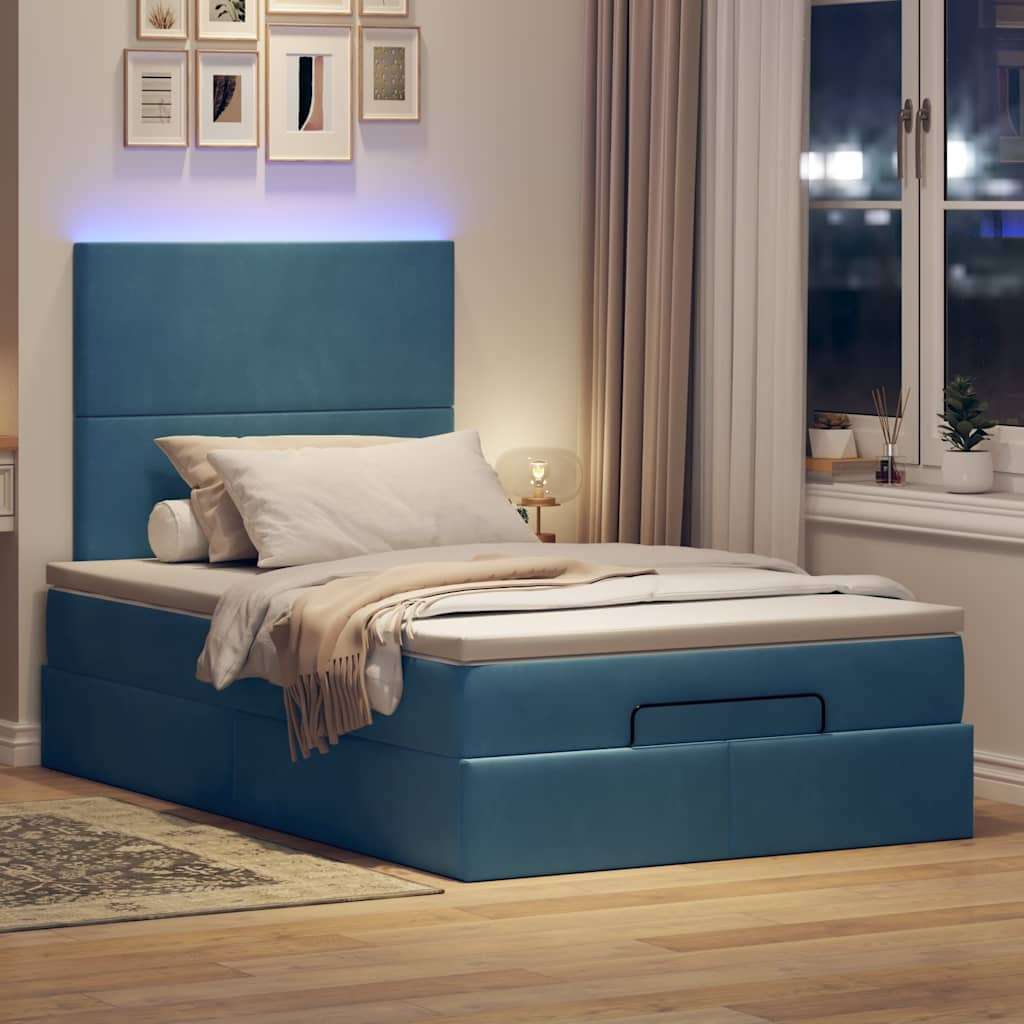 Okvir za krevet s madracima tamnoplavi 120x190 cm baršunasti
