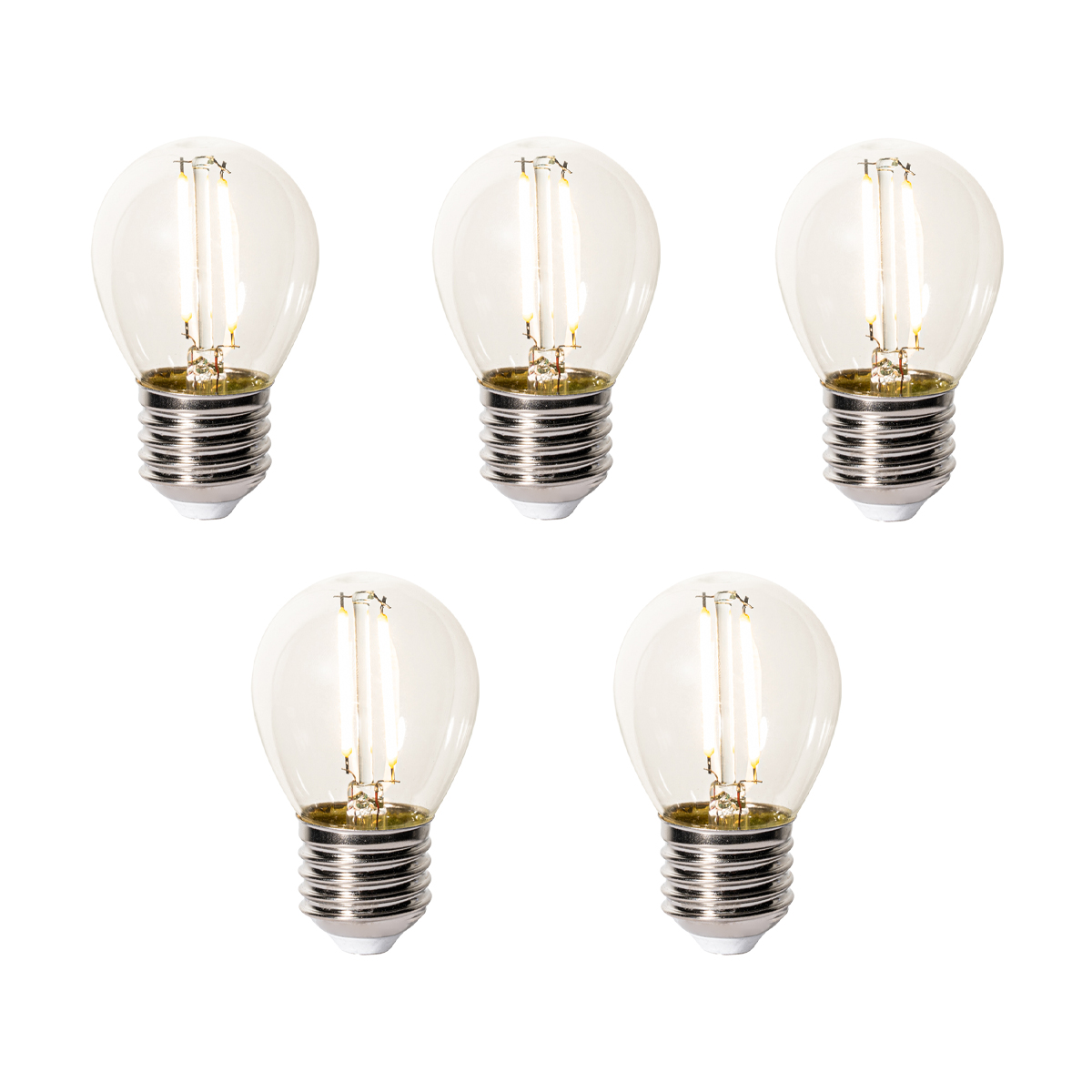 Set od 5 E27 prigušivih LED žarulja P45 prozirno staklo 3W 250 lm 2200K