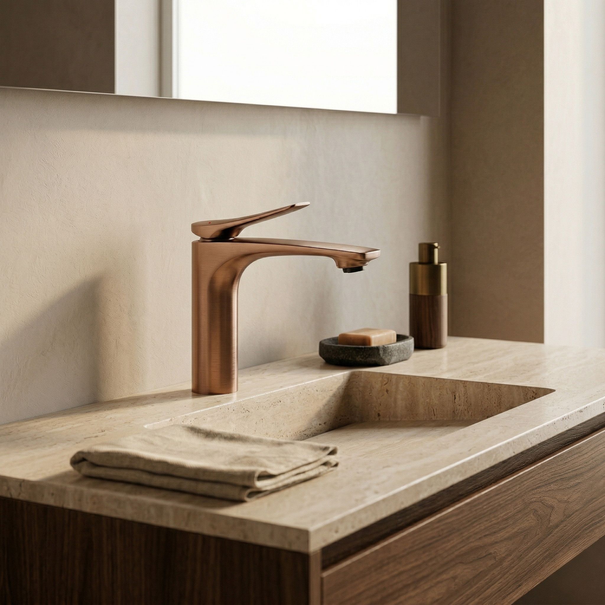 Miješalica za umivaonik PREMIUM REA Vision Copper Brush Low