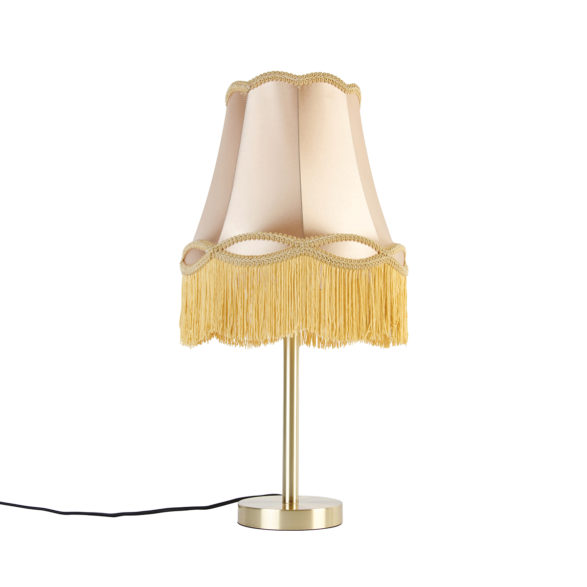 Klasična stolna lampa mesing s abažurom Granny zlatne boje 30 cm - Simplo