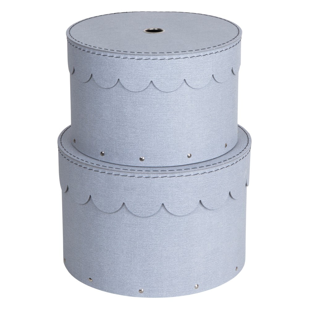 Svijetlo sive kartonske kutije za pohranu u setu  2 kom s poklopcem ø 26x17,5 cm Wilma – Bigso Box of Sweden