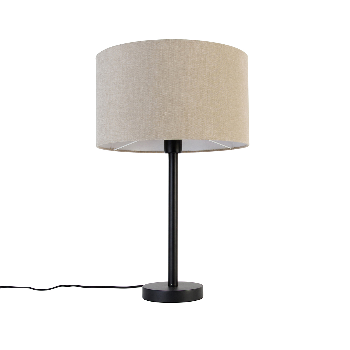 Moderna stolna svjetiljka crna s platnenim sjenilom svijetlosmeđe boje 35 cm - Simplo