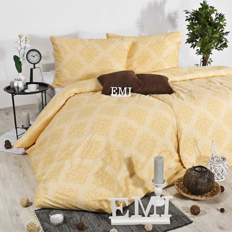 Satenska posteljina Ornament Exclusive žuti EMI, Standardni krevet za jednu osobu uključuje 1x 140x200 + 1x 70x90