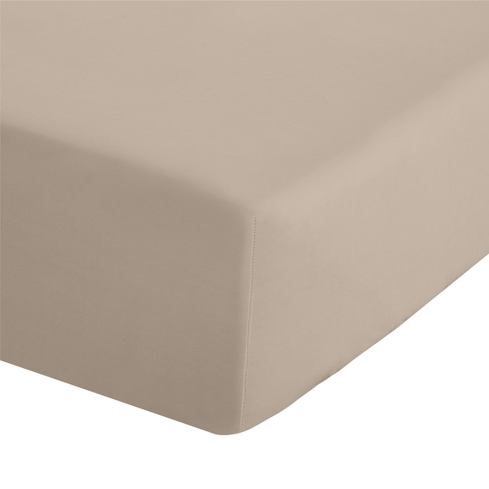 Svjetlo smeđa plahta s gumom od perkala 135x190 cm Easy Iron Percale – Catherine Lansfield