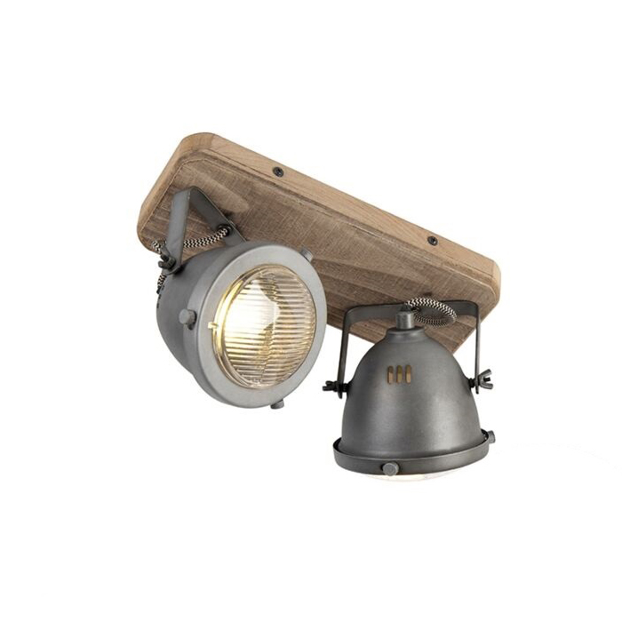 Industrijski pametni reflektor sivi s drvom uklj. 2 WiFi GU10 - Emado