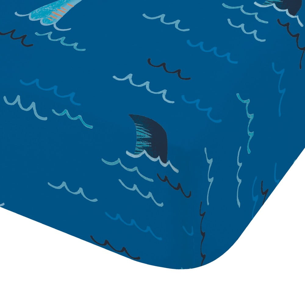 Plava dječja plahta s gumom za krevet za jednu osobu 90x190 cm Jawsome Shark – Catherine Lansfield