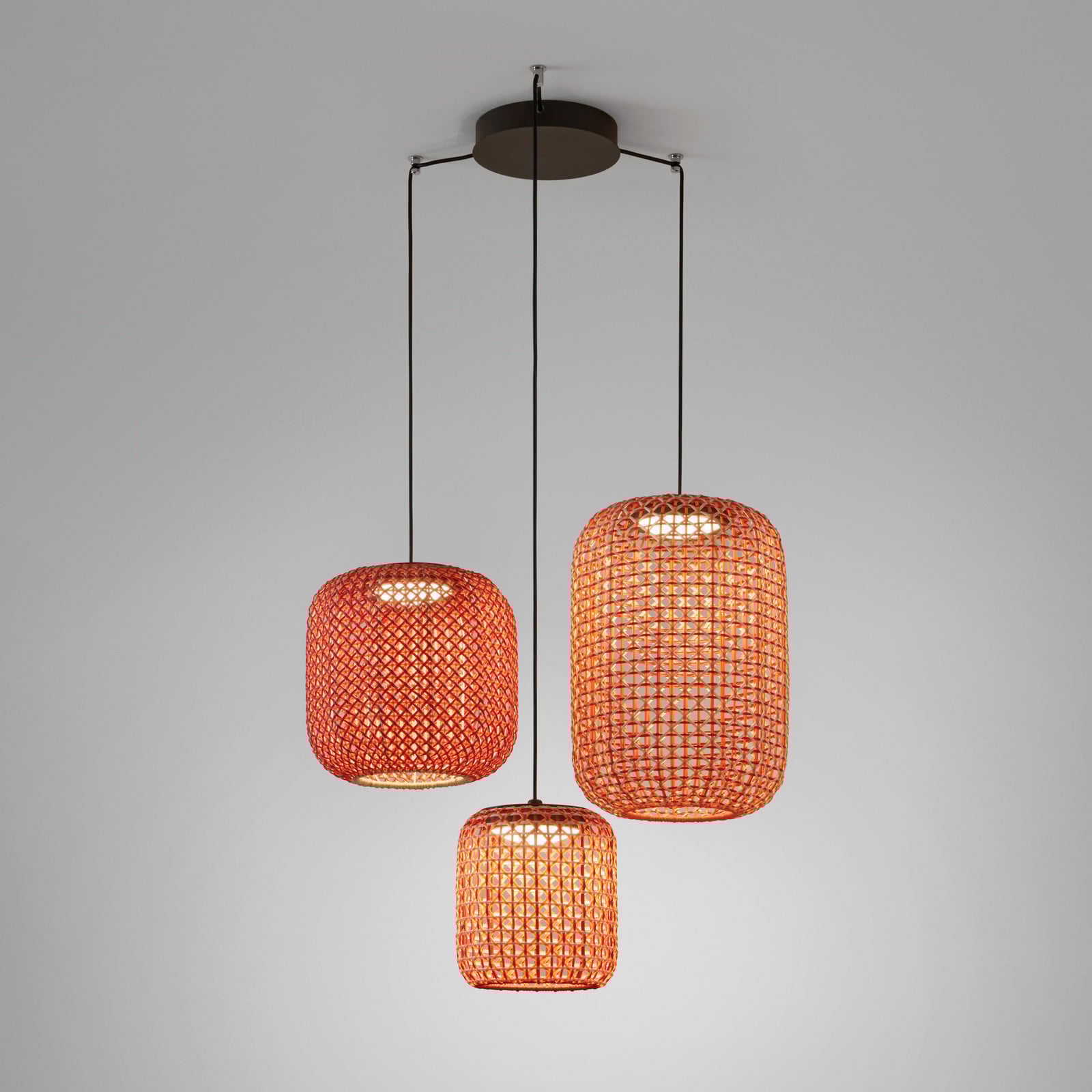 Bover Nans S/3L LED viseća svjetiljka, tri žarulje, crvena