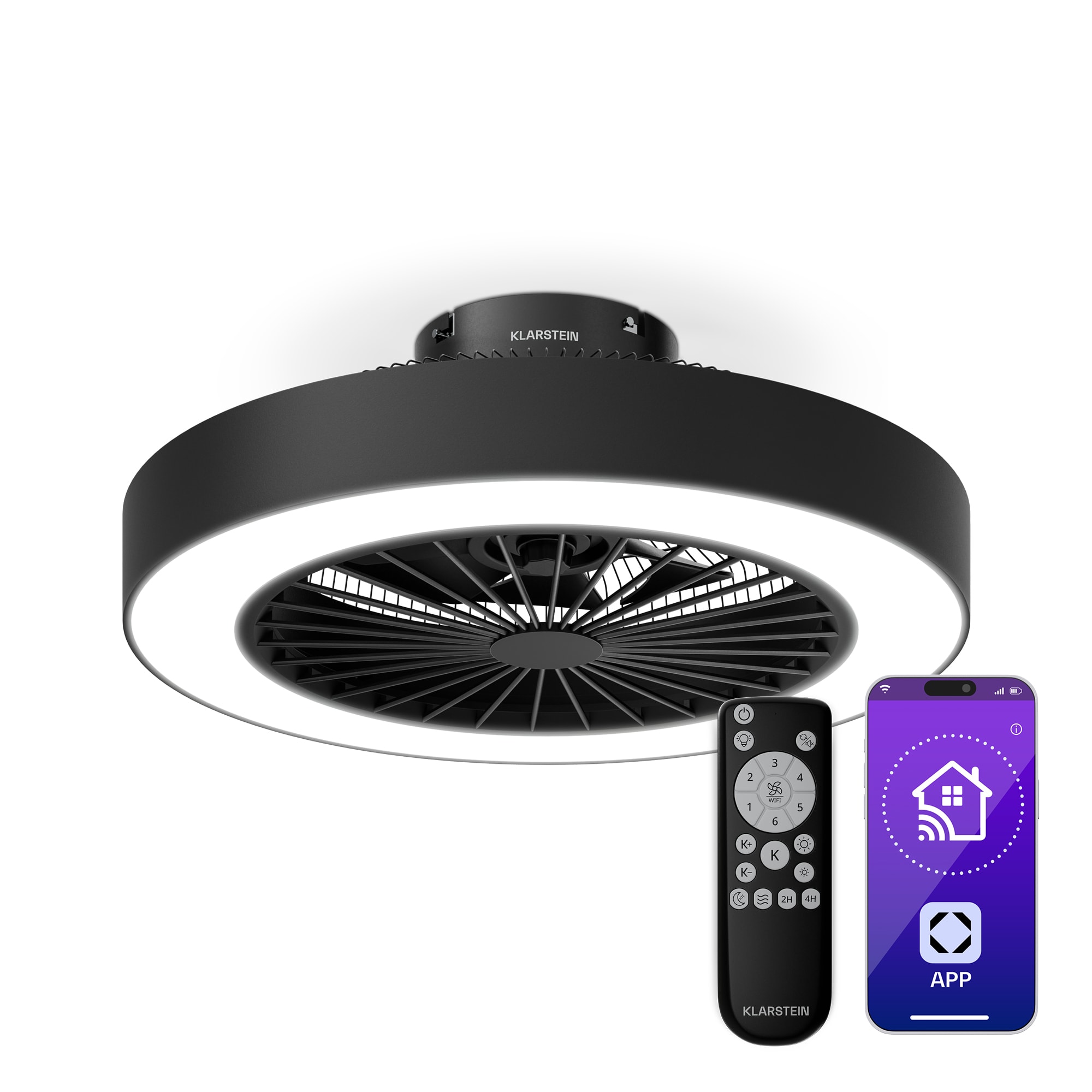 Klarstein ZenBreeze pametni stropni ventilator sa svjetlom | 48 cm | 16 W | Tihi | LED | Akril