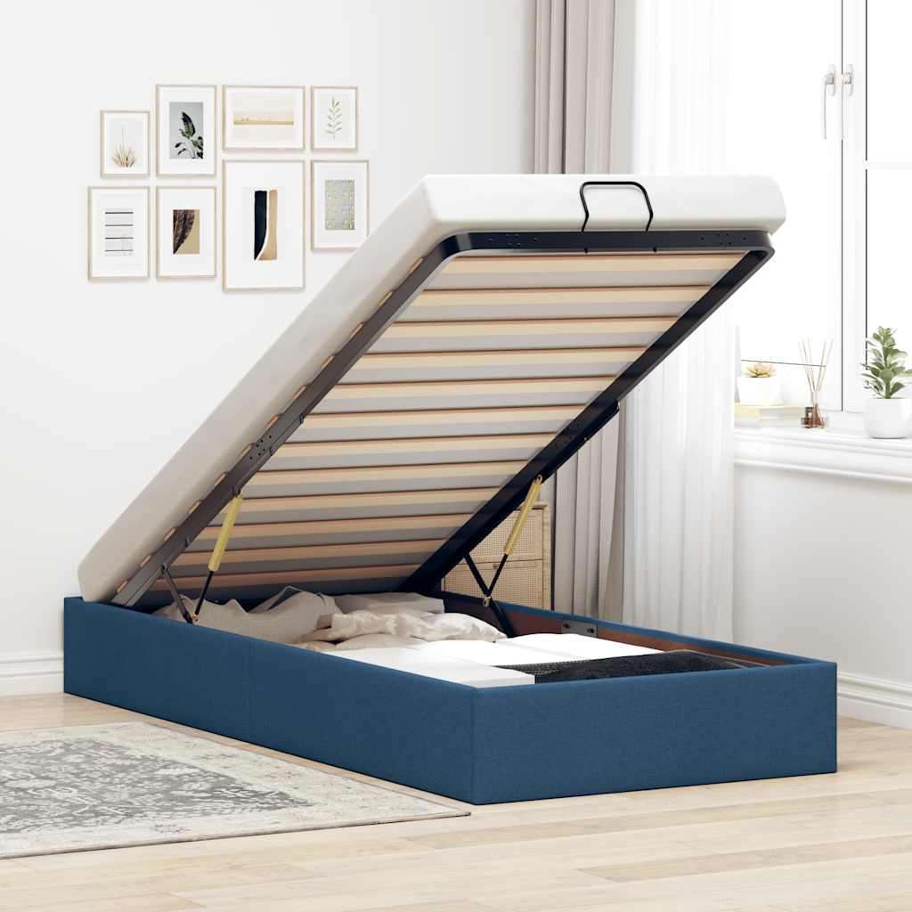 Otomanski okvir kreveta bez madraca plavi 90x200 cm od tkanine