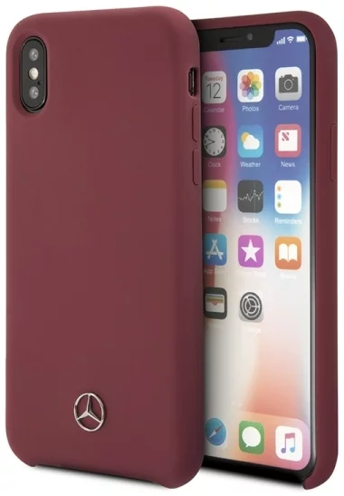 Maska Mercedes - Apple iPhone X Hard Case Silicone - Red (MEHCPXSILRE)