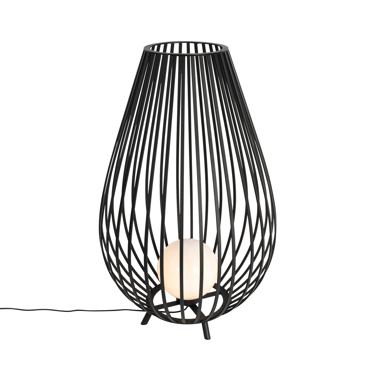 Dizajnerska podna lampa crna s opalnim staklom 110 cm - Angela