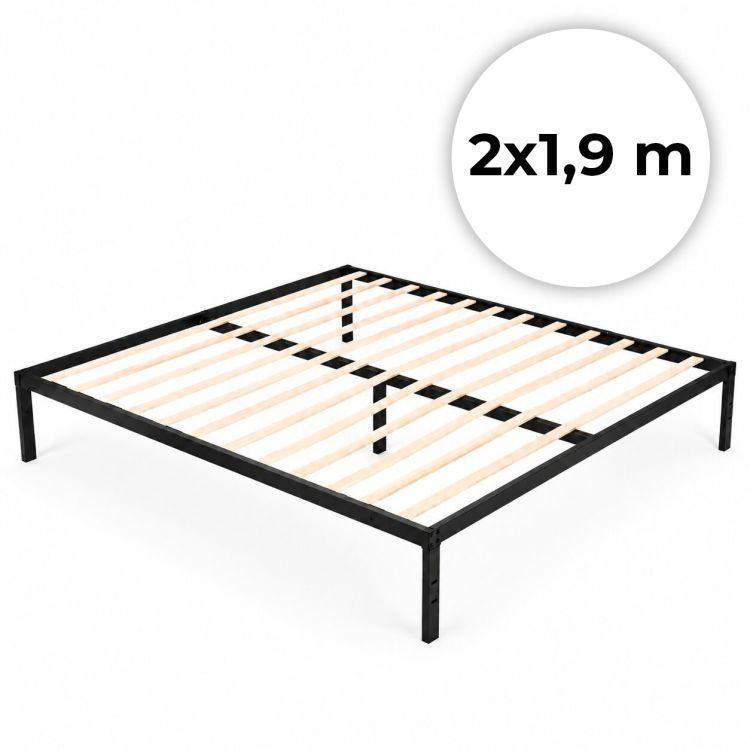 Metalni crni okvir kreveta s letvičastom podnicom - 190x200 cm