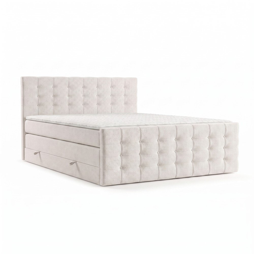 Krem boxspring krevet s prostorom za pohranu 200x200 cm Blend – Maison de Rêve