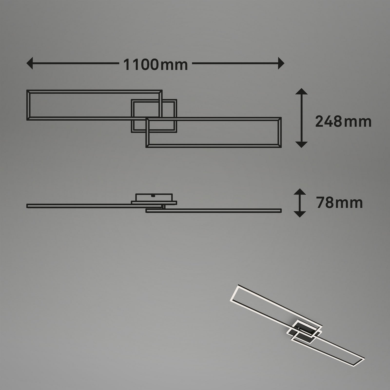 LED stropna svjetiljka Frame S CCT 110x24,8cm crna