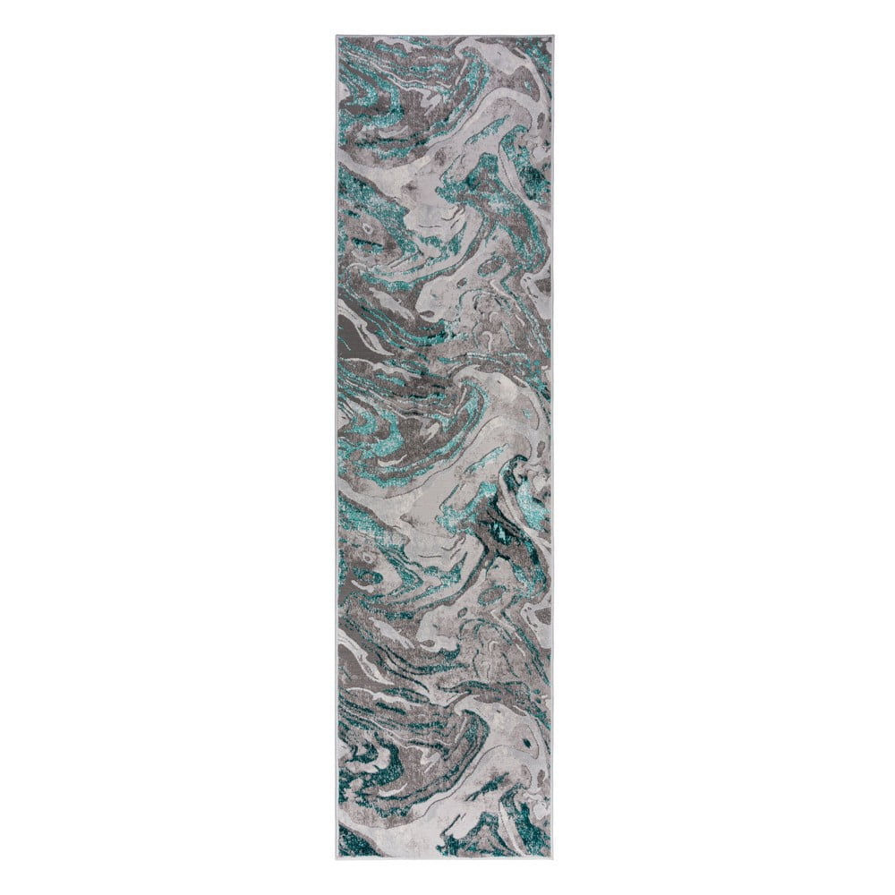 Siva/tirkizna staza 80x300 cm Marbled – Flair Rugs