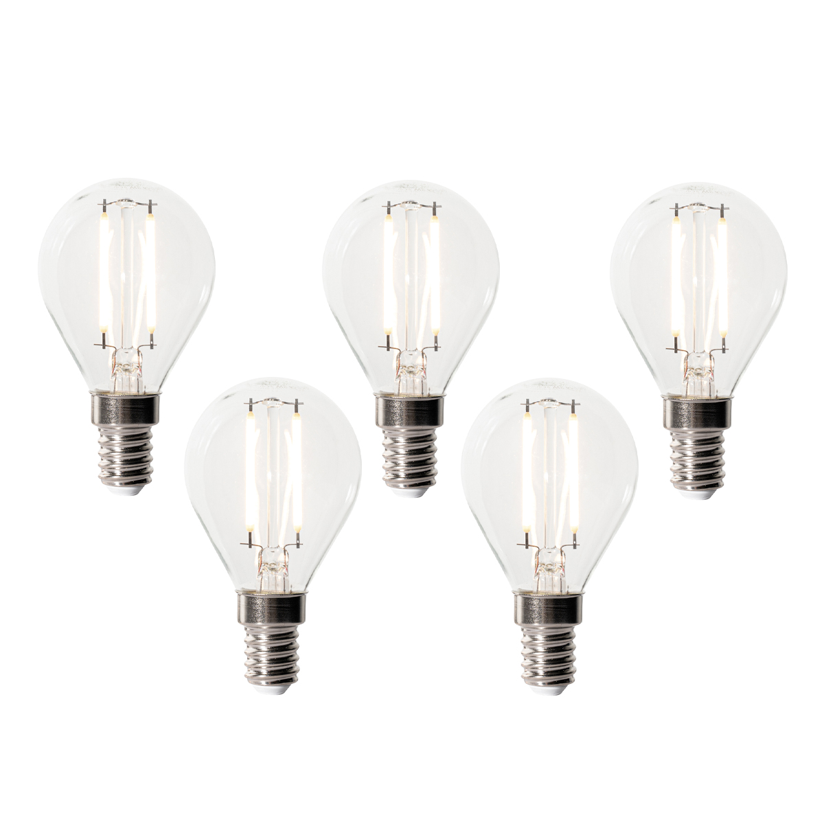 Set od 5 E14 prigušivih LED žarulja P45 prozirno staklo 3W 350 lm 3000K