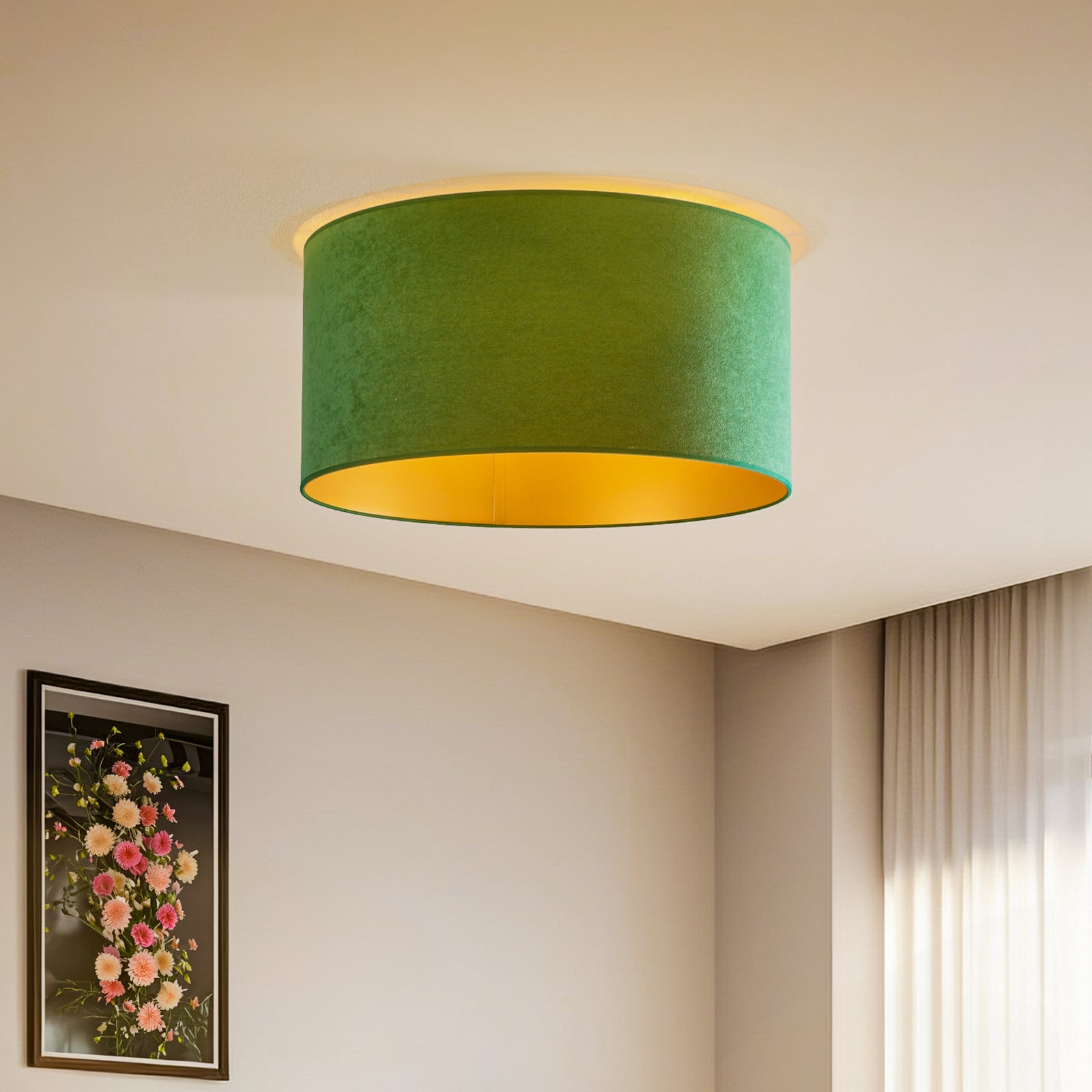 Stropna lampa Golden Roller Ø 60cm tamno zelena/zlatna