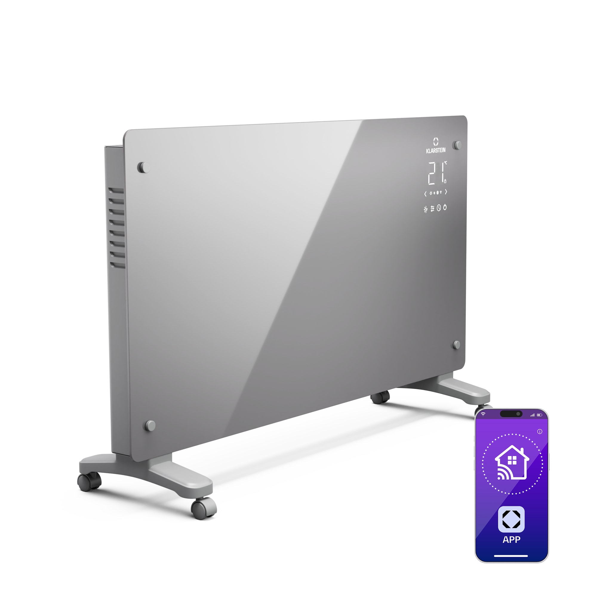 Klarstein Bansin Crystal Smart konvekcijska grijalica 2500, 2500 W, Aplikacija, 5- 50 °C, LED zaslon, Zaslon osjetljiv na dodir