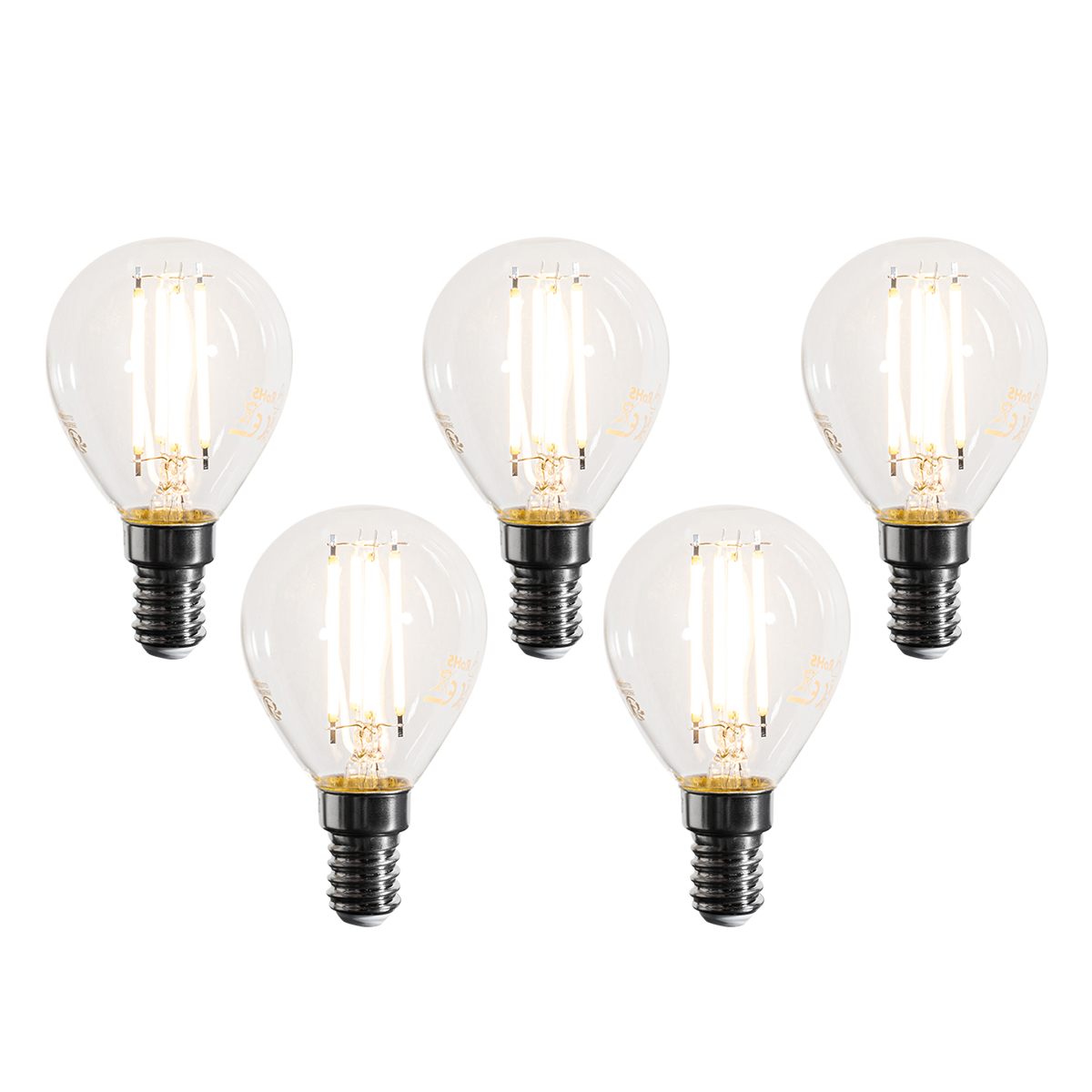 Set od 5 E14 prigušivih LED žarulja s filamentom G45 prozirne 4W 470 lm 2700K