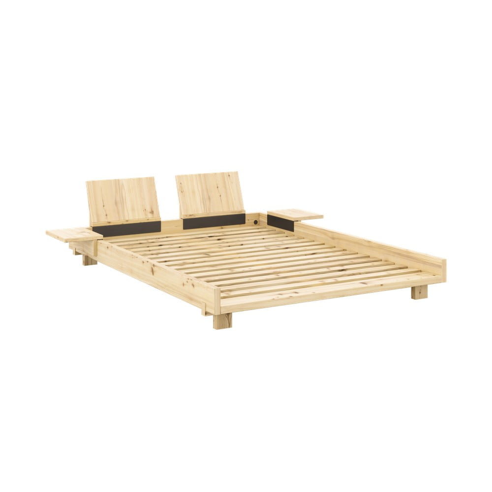 Bračni krevet od masivnog bora s podnicom 160x200 cm u prirodnoj boji Social Bed – Karup Design
