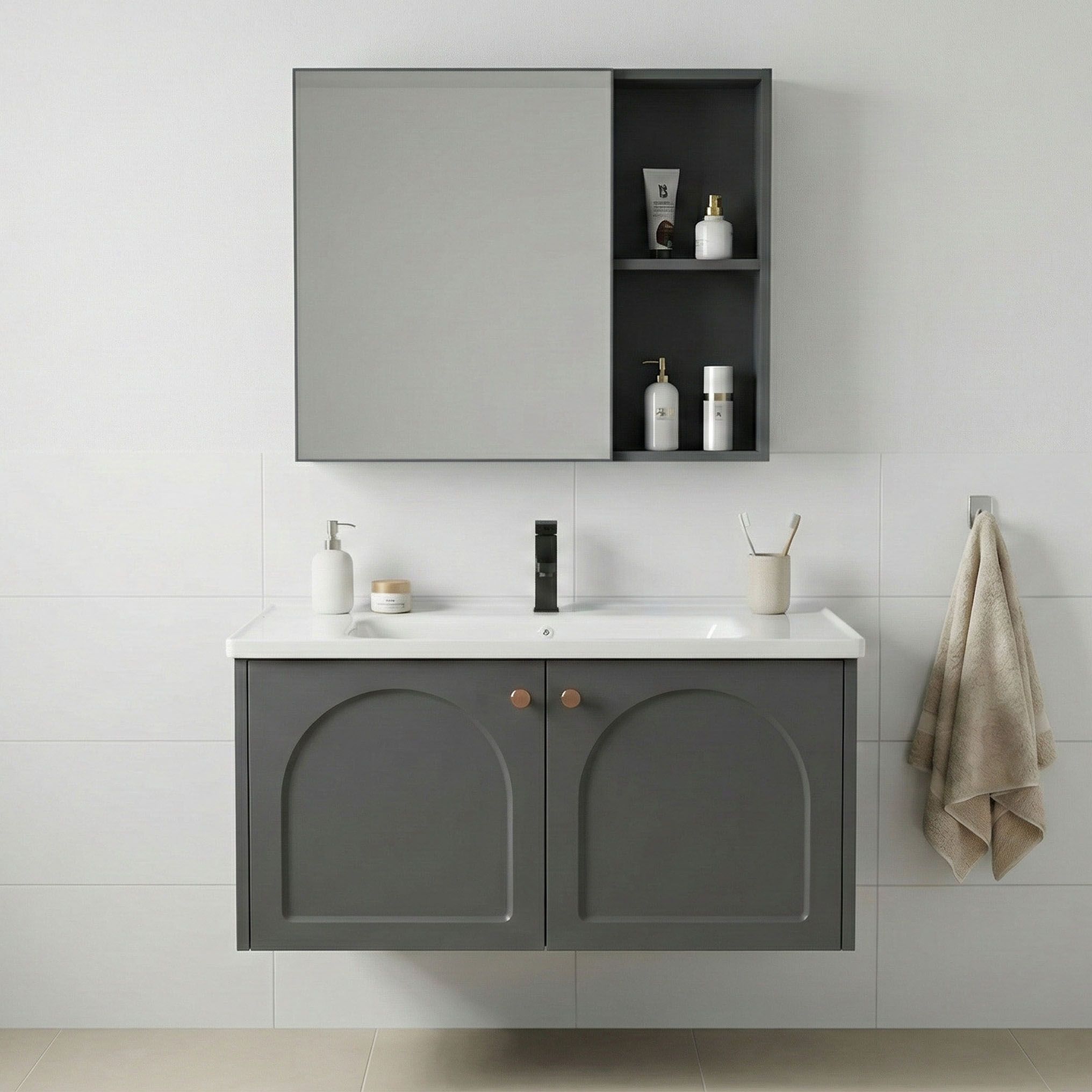Set kupaonskog namještaja s umivaonikom Denver 80cm Grey