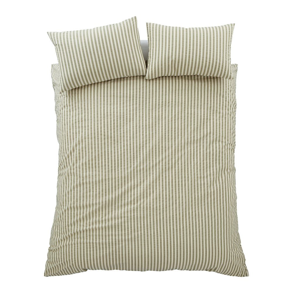 Zelena posteljina za krevet za jednu osobu 135x200 cm Cotton Rich Woven Stripe – Pineapple Elephant