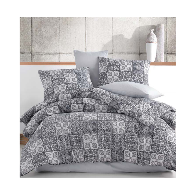 Pamučna posteljina Ceramica siva EMI, Francuski set1 200x220 + 2x (70x90)