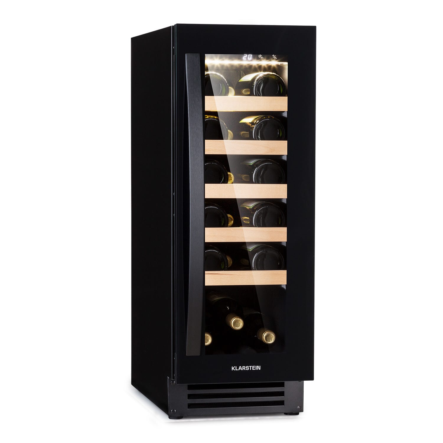 Klarstein Vinovilla 20, ugradbeni hladnjak za vino, 50 l / 20 boca, staklena vrata, inox