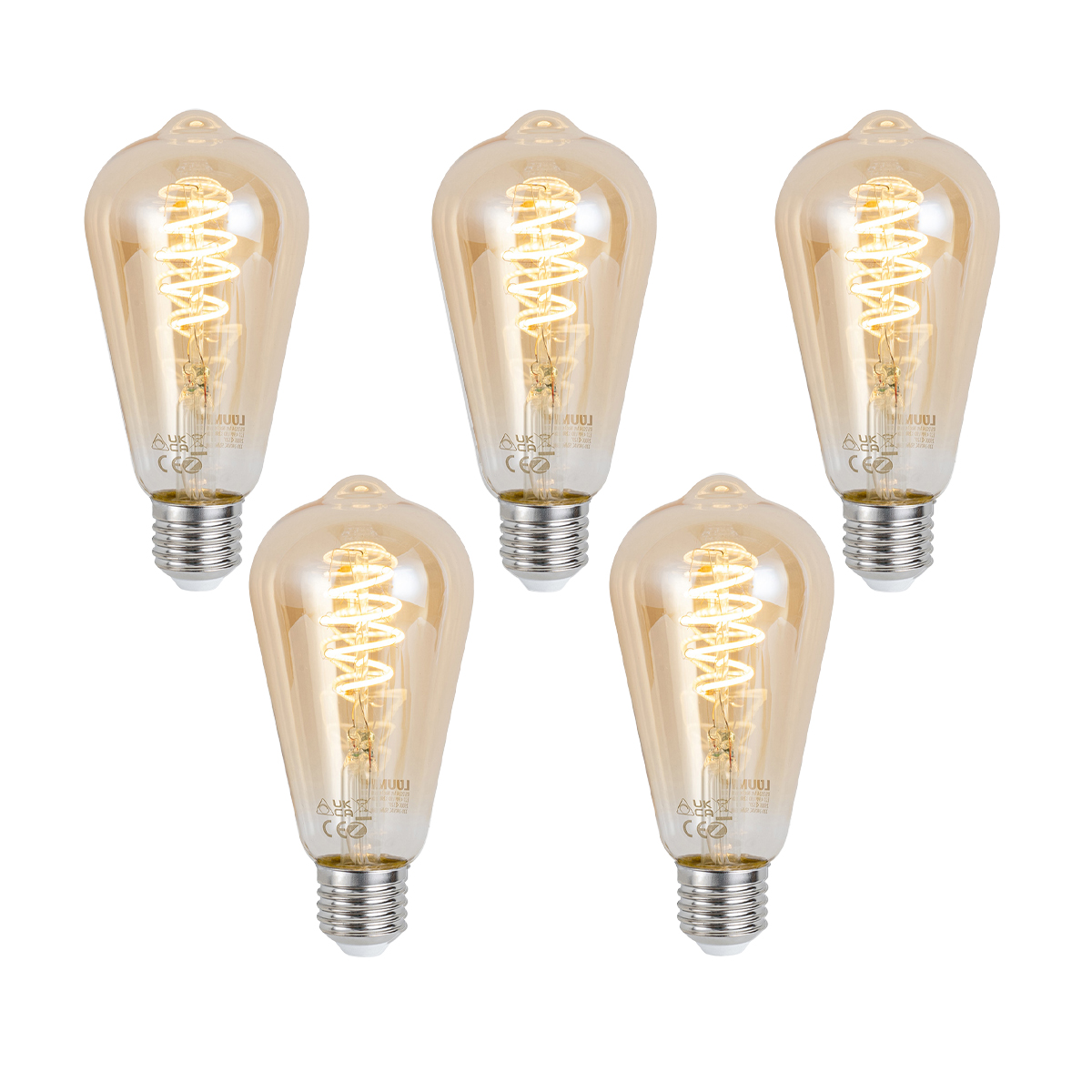 Set od 5 pametnih E27 prigušivih LED žarulja ST64 Amber 4.9W 320 lm 2500K Zigbee
