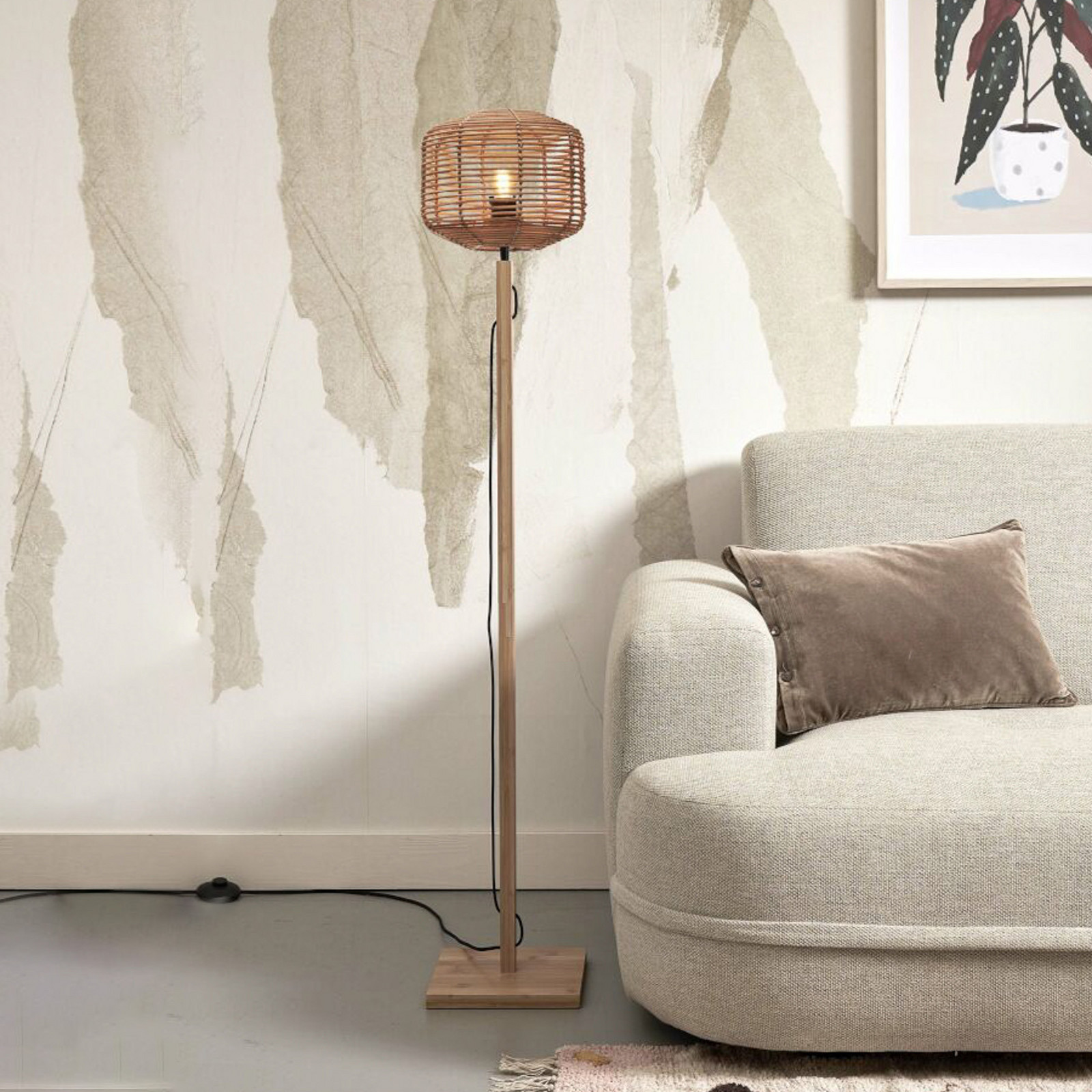 GOOD & MOJO Tanami podna lampa, sjenilo 25x20cm natural