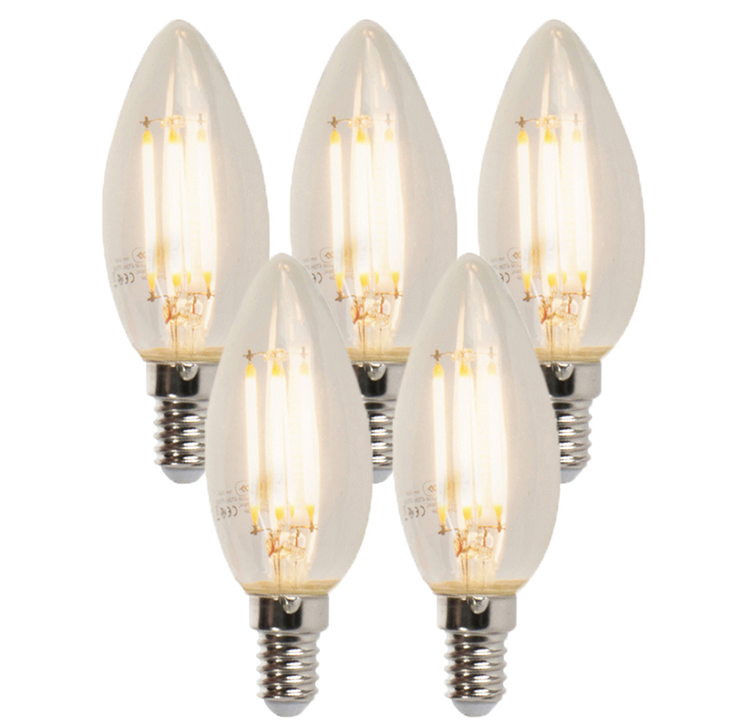 Set od 5 E14 prigušivih LED žarulja sa žarnom niti B35 5W 380lm 2700K